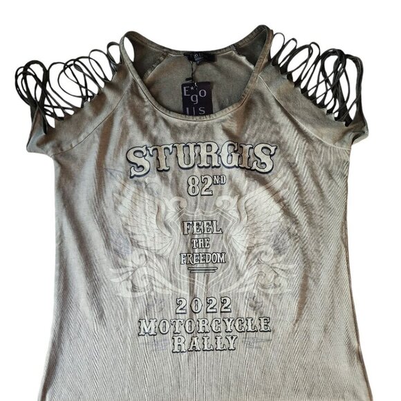 NWT E'Go USA Designs Sturgis 82nd Motorcycle Ralley 2022 Green Top Small - Picture 7 of 12